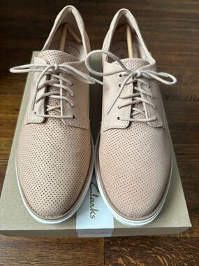 Clarks Women's Perforated Lace-Up Oxfords in Light Pink